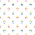 Vector semaless pattern of baby pacifier. Blue and pink baby pac