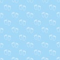 Vector semaless pattern of baby white outline footprints on blue