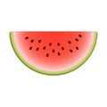 Vector semicircle slice watermelon. Vector illustration gradient fill isolated on white background, cartoon logo and icon. Concept