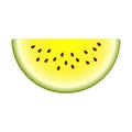 Vector semicircle slice yellow watermelon. Cute Vector illustration gradient fill isolated on white background, cartoon logo and