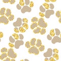 Vector semless golden sparkle pattern with dogs theme elements