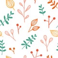 Vector semless pattern with doodle floral elements