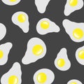 Vector semless pattern image fried egg. Omelet. Image of protei