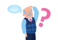 Vector of a senior man feeling confused having short term memory loss