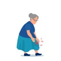 Vector of a senior woman with a knee pain