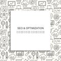 Vector SEO and development pattern with linear icons. Line style optimization background. Royalty Free Stock Photo