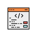 Vector seo, programming, coding, website repair, seo flat color line icon. Royalty Free Stock Photo