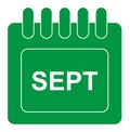 Vector september on monthly calendar green icon Royalty Free Stock Photo