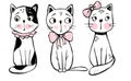 Vector series with cute fashion cats. Stylish kitten set.