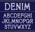 Vector serif font handcrafted texture. Denim Royalty Free Stock Photo