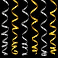 Vector serpentine ribbons set. Gold and silver 1