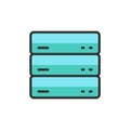 Vector server, data, web hosting flat color line icon.
