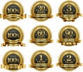 Vector set of 100% guarantee golden labels Royalty Free Stock Photo