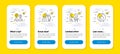 Vector set of Ab testing, Employee results and Stop shopping line icons set. Vector