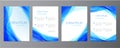 Vector set of abstract blue annual report templates, water covers, wavy background