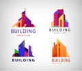 Vector set of abstract colorful city, building composition signs, icons, logos isolated. Towers, construction. Royalty Free Stock Photo