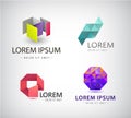 Vector set of abstract colorful ribbon logos, origami, paper 3d icons isolated. Identity for company, web site logos. Royalty Free Stock Photo