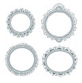 Vector set with abstract floral frames in indian style.