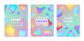 Vector set of abstract fluid creative templates, cards, color covers set. Geometric design, liquids, shapes. Pastel and