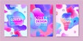 Vector set of abstract fluid creative templates, cards, color covers set. Geometric design, liquids, shapes. Pastel and Royalty Free Stock Photo