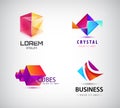 Vector set of abstract geometric 3d logos, shapes. Crystal facet origami Logo Collection. graphic design elements for Royalty Free Stock Photo