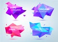 Vector set of abstract geometric 3d shapes, origami low poly, paper, facet backgrounds, bubble