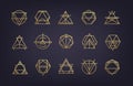 Vector set of abstract geometric logos. Art deco, hipster, golden Royalty Free Stock Photo