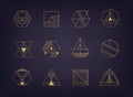 Vector set of abstract geometric logos. Art deco, hipster, golden Royalty Free Stock Photo