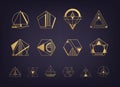 Vector set of abstract geometric logos. Art deco, hipster, golden Royalty Free Stock Photo