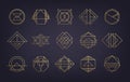 Vector set of abstract geometric logos. Art deco, hipster, golden Royalty Free Stock Photo