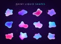 Vector set of abstract gradient iridescent shapes, banners. Shiny isolated liquid elements of holographic chameleon Royalty Free Stock Photo