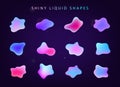 Vector set of abstract gradient iridescent shapes, banners. Shiny isolated liquid elements of holographic chameleon design palette Royalty Free Stock Photo