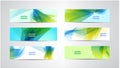 Vector set of abstract green and blue banners. Wavy, sunny summer background Royalty Free Stock Photo