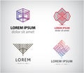 Vector set of abstract line logos, linear geometric