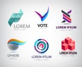 Vector set of abstract logo design, web icons. 3d templates, colorful symbols for company identit Royalty Free Stock Photo