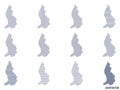 Vector set of abstract maps of Liechtenstein in different styles.