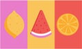 Vector set of abstract minimalistic backgrounds. Illustration orange, watermelon, lemon. Perfect background for posters, covers,