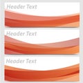 Vector set of abstract orange and red wave header banners Royalty Free Stock Photo