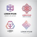 Vector set of abstract shapes, logos, icons isolated. Royalty Free Stock Photo