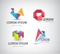 Vector set of abstract shapes, logos, icons isolated. Royalty Free Stock Photo