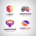 Vector set of abstract shapes, logos, icons isolated. Royalty Free Stock Photo