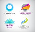 Vector set of abstract shapes, logos, icons isolated. Royalty Free Stock Photo