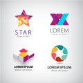 Vector set of abstract shapes, logos, icons isolated. Royalty Free Stock Photo