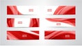 Vector set of abstract silk wavy headers, red banners. Use for web site, ad, brochure, flyers