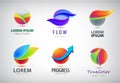 Vector set of abstract sphere, round 3d logos. Trendy global multicolor icons