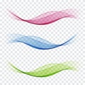 Vector set abstract wave. Blue wave. Green wave. Red wave. Transparent wave set. Color wave. Smoke wave. Royalty Free Stock Photo