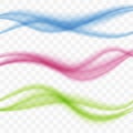 Vector set abstract wave pattern. Blue wave. Green wave. Red wave. Transparent wave set. Color wave. Smoke wave. Royalty Free Stock Photo