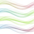 Vector set abstract wave pattern. Blue wave. Green wave. Red wave. Transparent wave set. Color wave. Smoke wave. Royalty Free Stock Photo