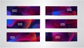 Vector set of abstract wavy colorful banners, transparent gradient headers. Royalty Free Stock Photo