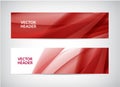 Vector set of abstract wavy horizontal headers, web banners. Water flow, stream. Royalty Free Stock Photo